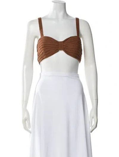 Pre-owned Ronny Kobo Linen Strapless Crop Top In Neutral