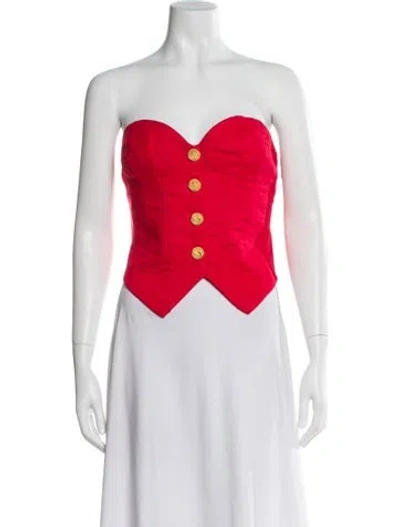 Pre-owned Ronny Kobo Linen Strapless Top W/ Tags In Red