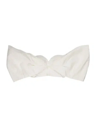 Pre-owned Ronny Kobo Linen Strapless Top In White