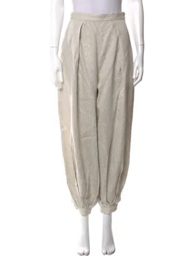 Pre-owned Ronny Kobo Linen Wide Leg Pants In Neutral