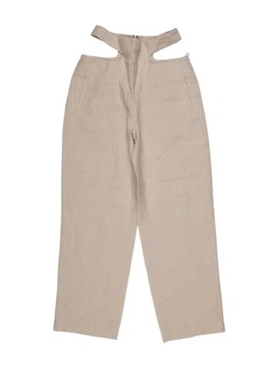 Pre-owned Ronny Kobo Linen Wide Leg Pants In Neutral