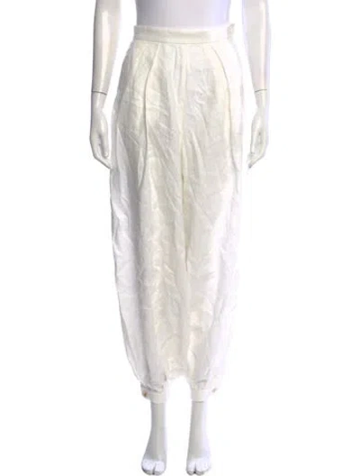 Pre-owned Ronny Kobo Linen Wide Leg Pants In White