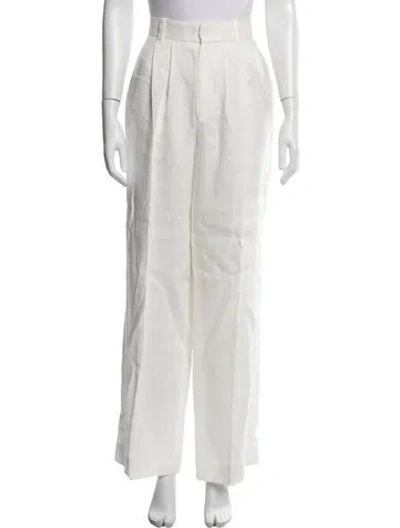 Pre-owned Ronny Kobo Linen Wide Leg Pants In White