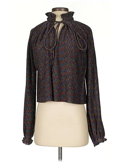 Pre-owned Ronny Kobo Long Sleeve Blouse In Black