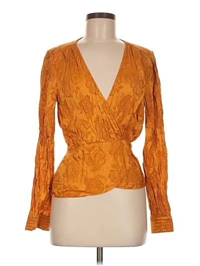 Pre-owned Ronny Kobo Long Sleeve Blouse In Gold