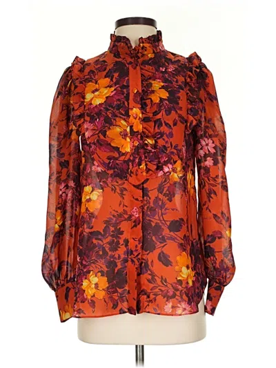 Pre-owned Ronny Kobo Long Sleeve Blouse In Orange