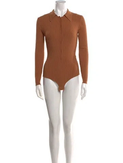Pre-owned Ronny Kobo Long Sleeve Bodysuit In Brown