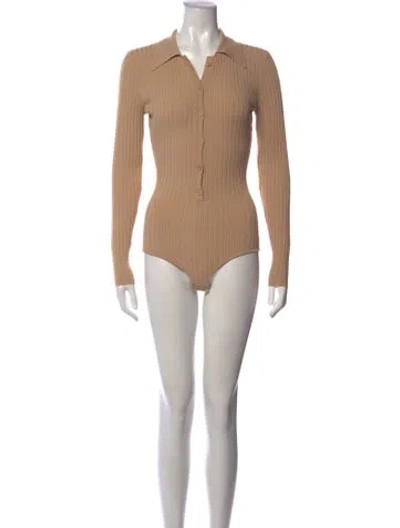 Pre-owned Ronny Kobo Long Sleeve Bodysuit W/ Tags In Neutrals