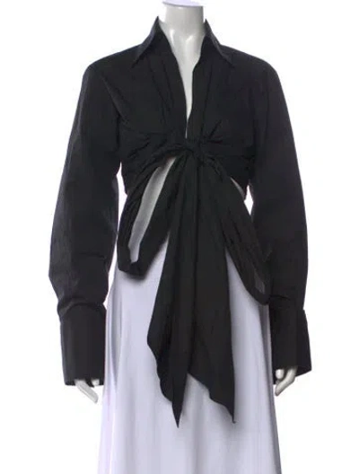 Pre-owned Ronny Kobo Long Sleeve Button-up Top In Black