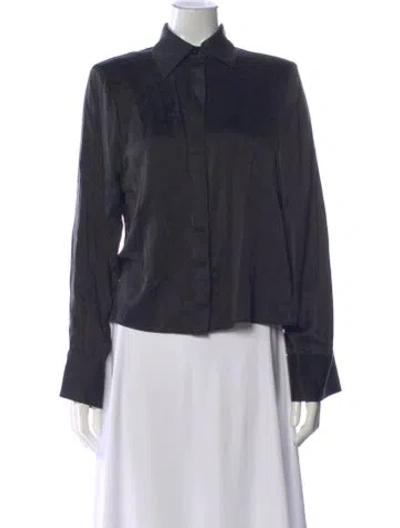 Pre-owned Ronny Kobo Long Sleeve Button-up Top In Gray