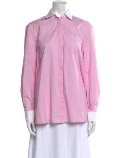 Pre-owned Ronny Kobo Long Sleeve Button-up Top In Pink