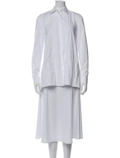 Pre-owned Ronny Kobo Long Sleeve Button-up Top In White