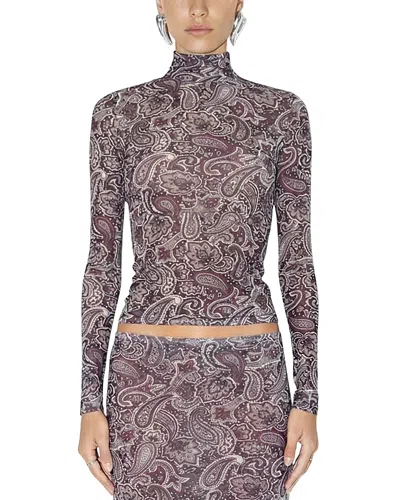 Ronny Kobo Lorden Mock Neck Top In Multi