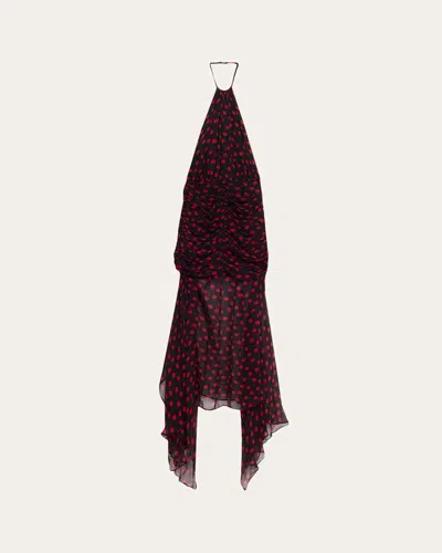 Ronny Kobo Lovisa Polka Dot Halter Dress In Multi