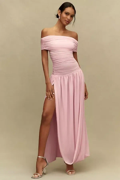 Ronny Kobo Lrulan Off-shoulder Maxi Dress In Pink