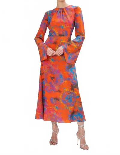 Ronny Kobo Mara Midi Dress In Tie Dye Orange In Multi