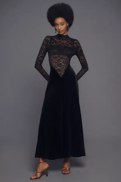 Ronny Kobo Martha Long-sleeve Lace Midi Dress In Black