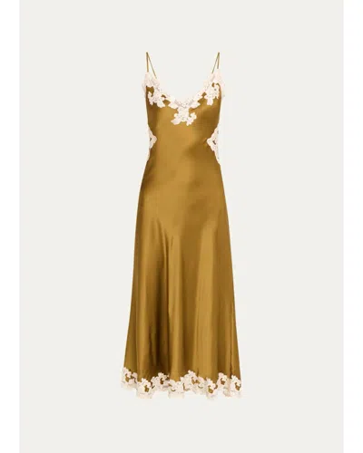 Ronny Kobo Lalita Stretch Silk Midi Dress In Green