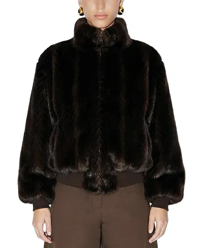 Ronny Kobo Mischa Faux Fur Jacket In Brown