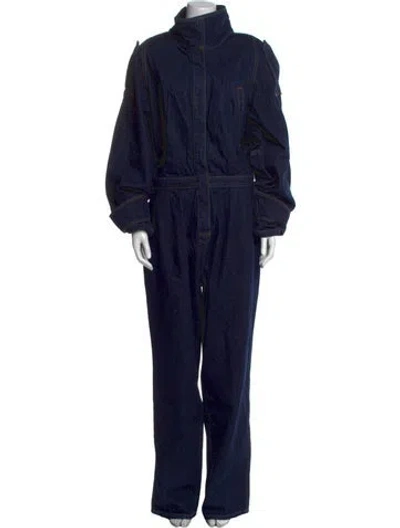 Pre-owned Ronny Kobo Mock Neck Jumpsuit W/ Tags In Blue