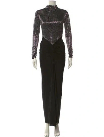Pre-owned Ronny Kobo Mock Neck Long Dress In Black