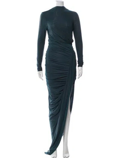 Pre-owned Ronny Kobo Mock Neck Long Dress In Blue
