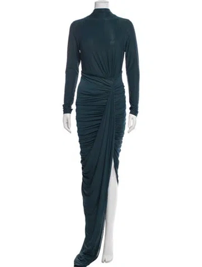 Pre-owned Ronny Kobo Mock Neck Long Dress In Blue