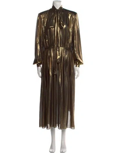 Pre-owned Ronny Kobo Mock Neck Long Dress In Brown