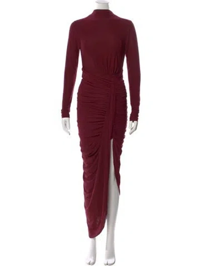 Pre-owned Ronny Kobo Mock Neck Long Dress In Burgundy