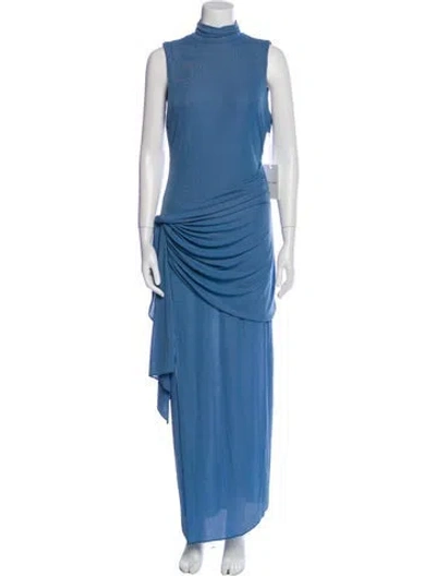 Pre-owned Ronny Kobo Mock Neck Long Dress W/ Tags In Blue