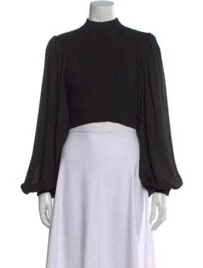 Pre-owned Ronny Kobo Mock Neck Long Sleeve Crop Top In Black