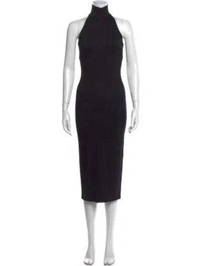 Pre-owned Ronny Kobo Mock Neck Midi Length Dress In Black