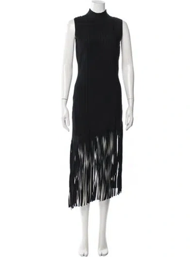 Pre-owned Ronny Kobo Mock Neck Midi Length Dress In Blue