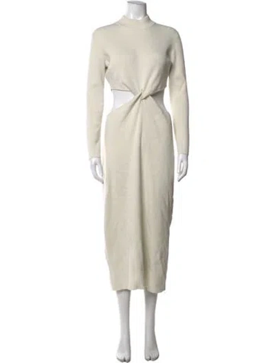 Pre-owned Ronny Kobo Mock Neck Midi Length Dress In Neutrals