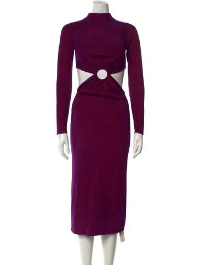 Pre-owned Ronny Kobo Mock Neck Midi Length Dress In Purple