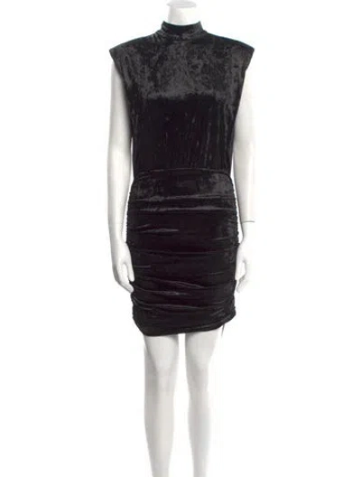 Pre-owned Ronny Kobo Mock Neck Mini Dress In Black