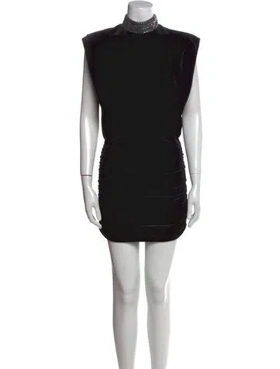 Pre-owned Ronny Kobo Mock Neck Mini Dress In Black