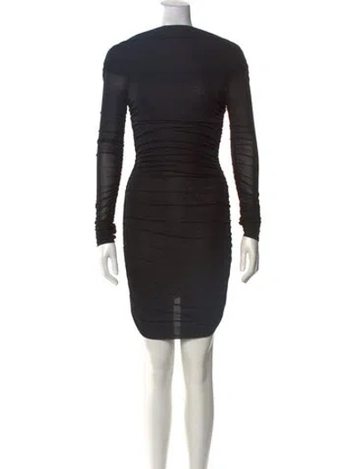 Pre-owned Ronny Kobo Mock Neck Mini Dress In Black