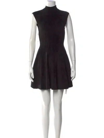 Pre-owned Ronny Kobo Mock Neck Mini Dress In Black