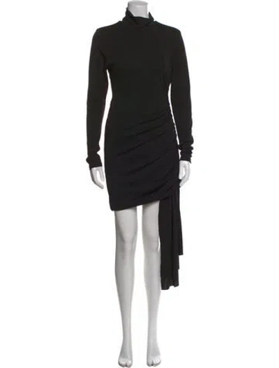 Pre-owned Ronny Kobo Mock Neck Mini Dress In Black