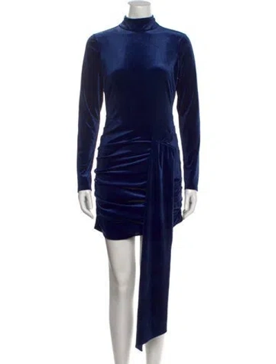 Pre-owned Ronny Kobo Mock Neck Mini Dress In Blue