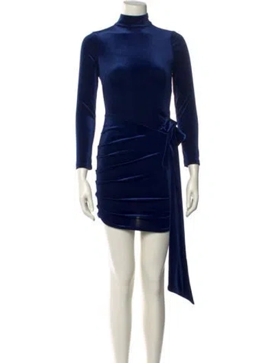 Pre-owned Ronny Kobo Mock Neck Mini Dress In Blue