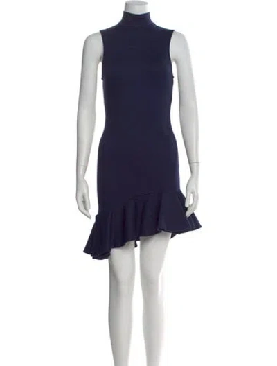 Pre-owned Ronny Kobo Mock Neck Mini Dress In Blue