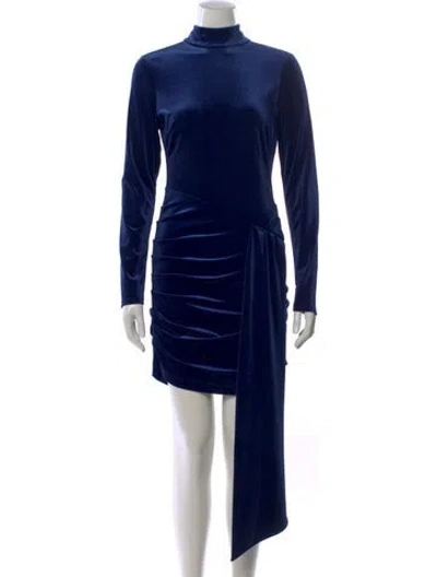 Pre-owned Ronny Kobo Mock Neck Mini Dress In Blue