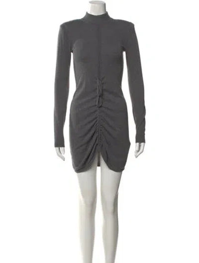 Pre-owned Ronny Kobo Mock Neck Mini Dress In Gray