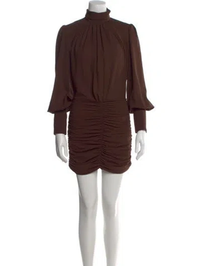 Pre-owned Ronny Kobo Mock Neck Mini Dress W/ Tags In Brown