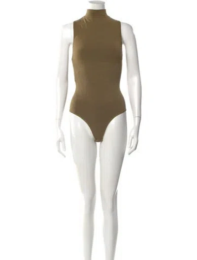 Pre-owned Ronny Kobo Mock Neck Sleeveless Bodysuit In Green