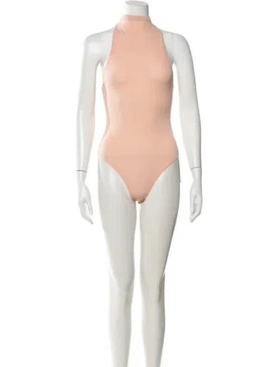 Pre-owned Ronny Kobo Mock Neck Sleeveless Bodysuit W/ Tags In Pink