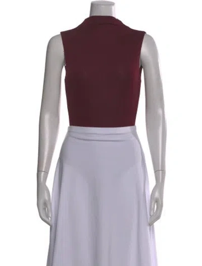 Pre-owned Ronny Kobo Mock Neck Sleeveless Top In Burgundy