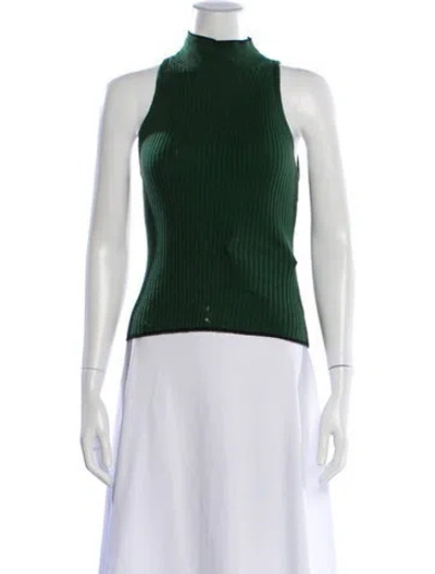 Pre-owned Ronny Kobo Mock Neck Sleeveless Top In Green